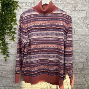 Vintage L.L. Bean Print Turtleneck Women’s Size 2X Winter Chic Cozy Pattern